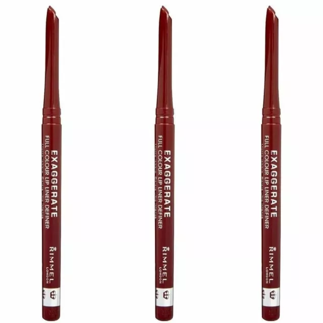 3 Rimmel Exaggerate Full Colour Lip Liner 020 Rich Lot Of 3 Liners Sealed