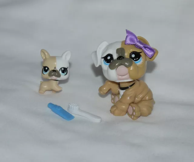 ~* LPS Bulldog Mommy and Baby *~ #3587 #3588 Littlest Pet Shop Dog Puppy Lot