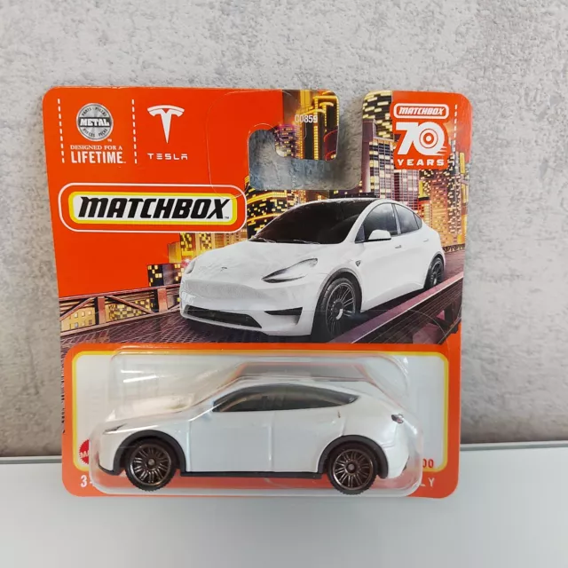 MATCHBOX 89/100 Tesla Modell S Weiss - NEU OVP - Mattel - Sammelauto Modellauto