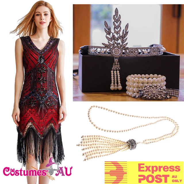 Deluxe Ladies 20s 1920s Roaring Flapper Costume Sequin Gatsby 20's Fancy Dress - Foto 9