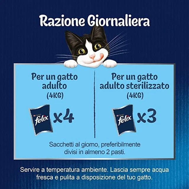 Purina Felix Le Ghiottonerie Cibo Umido per Gatti con Manzo, Pollo, Merluzzo e T 6