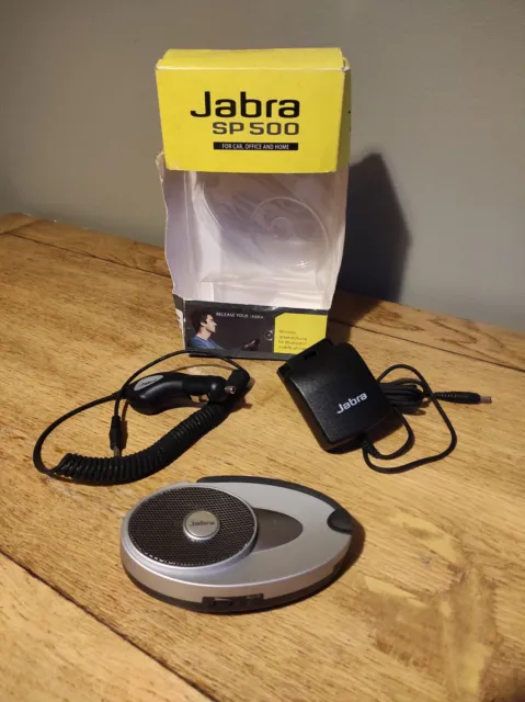 Jabra SP500 Wireless Bluetooth Speakerphone With Car Adaptor- Fully Working