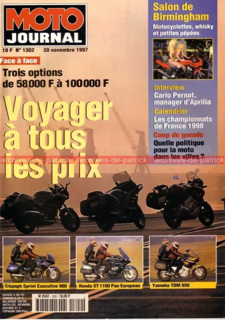 MOTO JOURNAL 1302 Essai YAMAHA TDM 850 TRIUMPH 900 Sprint HONDA ST Pan European