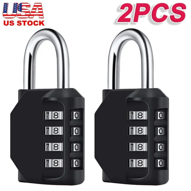 2 PCS Combination Lock Resettable 4-Digit Padlock Outdoor Waterproof USA