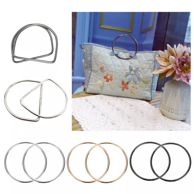 1 Pair Metal Round/D Shaped Handles Replacement for Handmade Bag Handbags Purse