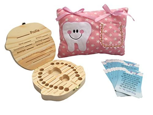 Girl Tooth Fairy Kit includes Tooth Fairy Pillow for Girls and Tooth Fairy Bo...