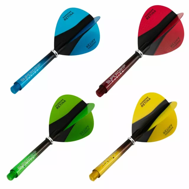 Harrows Supergrip Fusion X Dart Stems Shafts + Retina X Pear Flights Combo Set