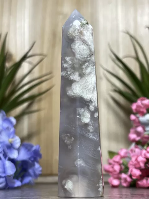 GREEN FLOWER AGATE TOWER - Blue Teal Sakura Mineral Chakra Witch
