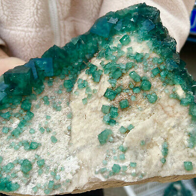 8LB Natural super beautiful green fluorite crystal ore standard sample ZS456