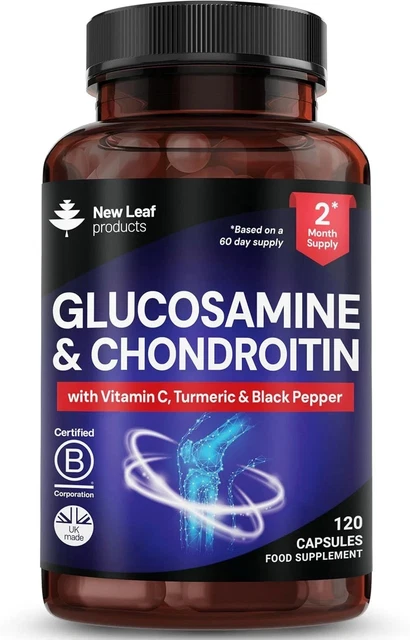 Vit Cap Italian NEW LEAF GLUCOSAMINE Chondroitin 120 Caps Turmeric Vitamin C Bone ...