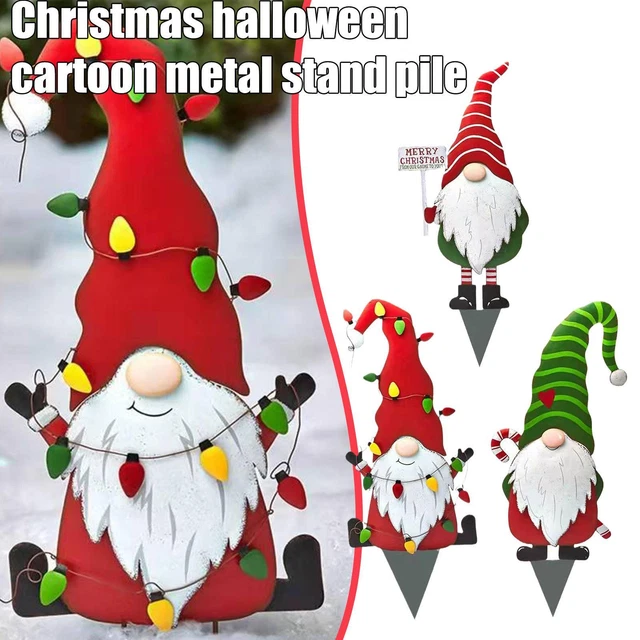 Weihnachtscartoon Metall Kunst Handwerk Outdoor Terrasse Garten Pfahl gesichtslos Mann Dekor:
