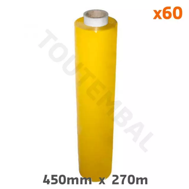 Film étirable jaune opaque 450 mm x 270 m 20microns (par 60)