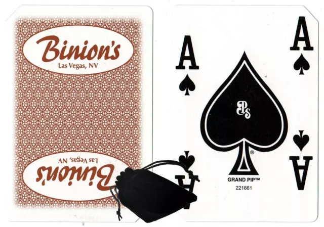 Authentic Las Vegas Binion's Casino Table-Played Playing Cards (Brown) + Pouch