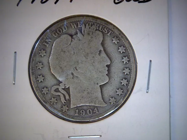 1904-P Barber Half Dollar Coin,  United States Silver Half Dollar Coin, Old Coin