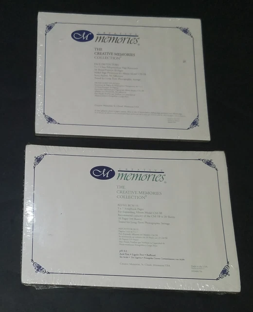 NUEVO 2 Protectores de Página de Libro de Recortes Creative Memories Blanco 5x7 SELLADO Lote