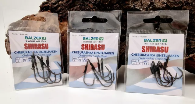 Balzer Shirasu Cheburashka Einzelhaken Gr. 1 1/0 3/0 5 Stück Chebu Hook NEW OVP
