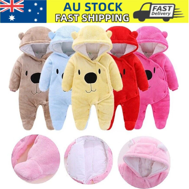 Newborn Baby Romper Jumpsuit Boy Girl Kids Bear Hooded Bodysuit Clothes Outfits
