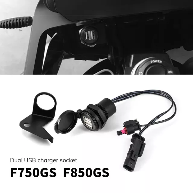 Motorcycle Dual USB Charger Plug Socket LED Display For BMW F750GS F850GS