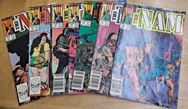 Lot of 7 Marvel The 'Nam #10, 11, 12, 13, 14, 15, 17 comics 1987 Vietnam War