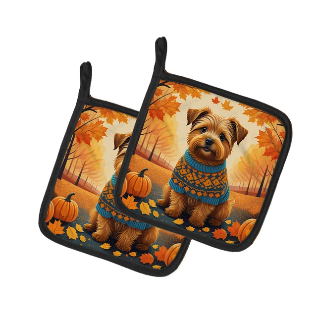 Norfolk Terrier Fall Pair of Pot Holders DAC1060PTHD