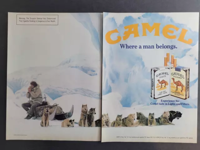 Camel Cigarettes-Dog Sled-Sled Dogs-2 Pages-Print Ad