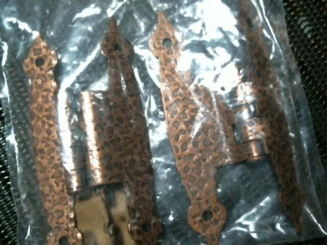 1 PAIR VINTAGE AMEROCK BP-1620-AC COLONIAL HAMMERED Copper CABINET  HINGES