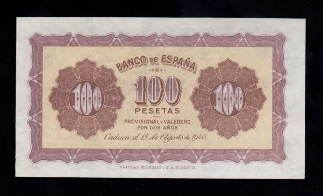 F.c. Barcelona , 100 Pesetas 1938 , S/C (Unc) , Reverso Fondo Amarillo . 2