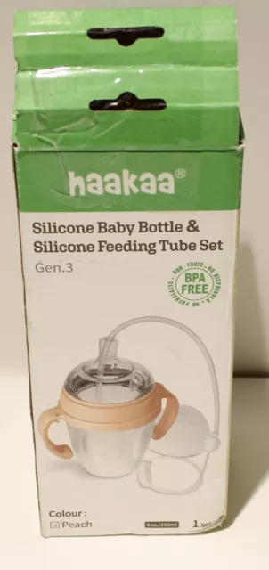 Haakaa Silicone Handled Baby Bottle 8oz & Silicone Feeding Tube Set Gen.3