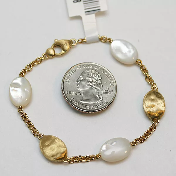 MARCO BICEGO NEW 18K Yellow Gold & Mother of Pearl Bead Bracelet