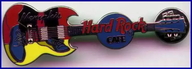 Hard Rock Café Memphis 2001 Elvis Presley Bleu Daim Chaussures Guitare Pin Hrc #