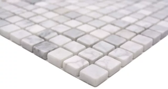 Mosaico de piedra natural mármol blanco carrara mate pared suelo cocina baño ducha... 3