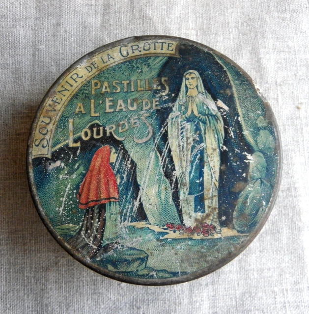 Ancienne XIXe Boite Pastilles Tole Emboutie Antique box Pilulier