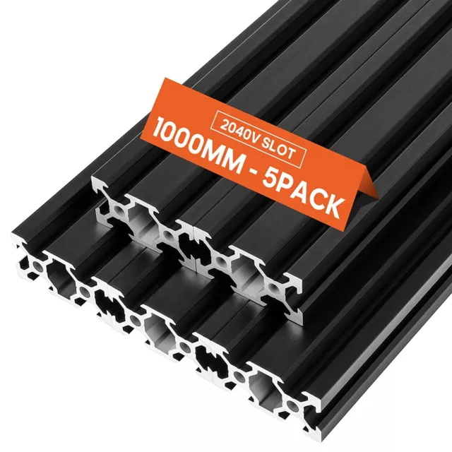 1000mm European Standard 5pcs 2040 Aluminum Profile Extrusion V Slot Black