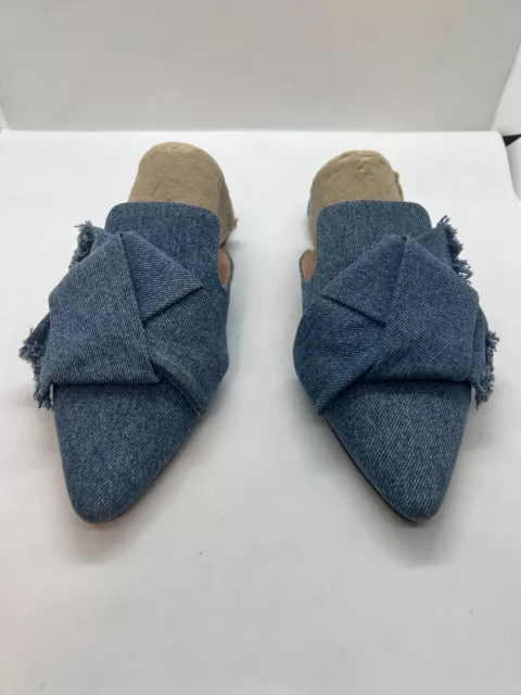 J Crew Denim Criss Cross Slide Loafer Mules Pointed Toe Womens Sz US 6