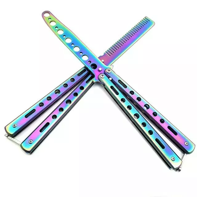 CSGO Rainbow Butterfly Comb knife Metal Folding Practice Trainer Training Tool 2