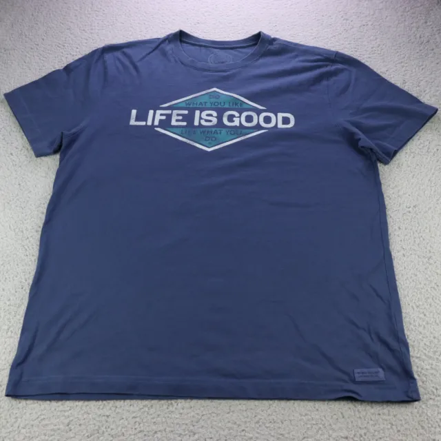 Life Is Good Shirt Mens Large Blue Classic Fit Short Sleeve Graphic Tee Cotton