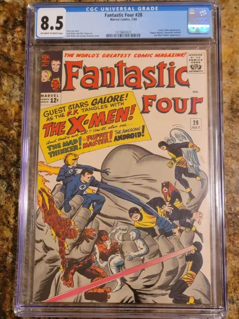 1964 Marvel Comics Fantastic Four 28 CGC 8.5. 1st X-men Crossover. High Grade.