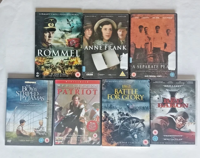 7 X WAR DVDs Rommel Anne Frank Separate Peace Boy in Striped Pyjamas ...