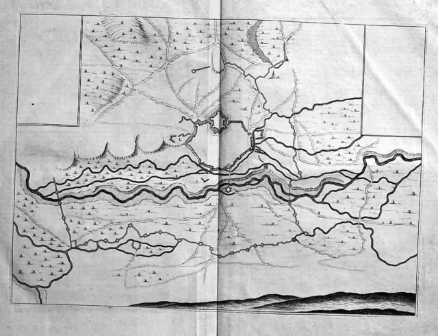 1740 - Perpignan France Gravure Carte Gravure sur Cuivre Engraving