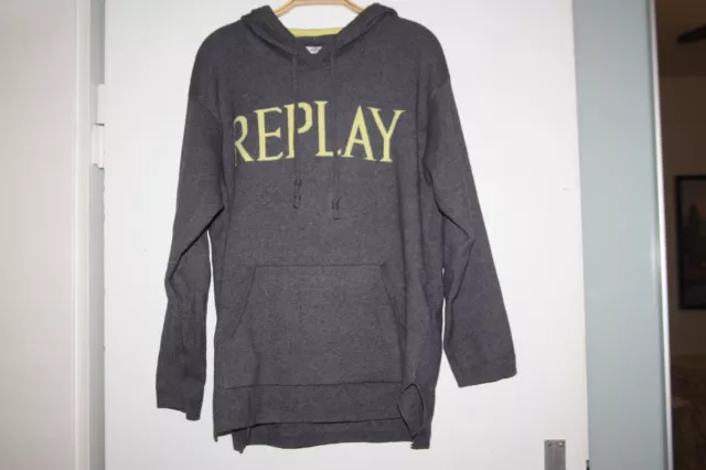 Damen Replay Strick Hoodie Pullover mit Kapuze grau m/L