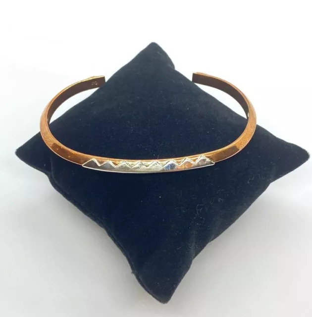 Artisan Solid Copper Bracelet With Sterling Silver South West Bangle