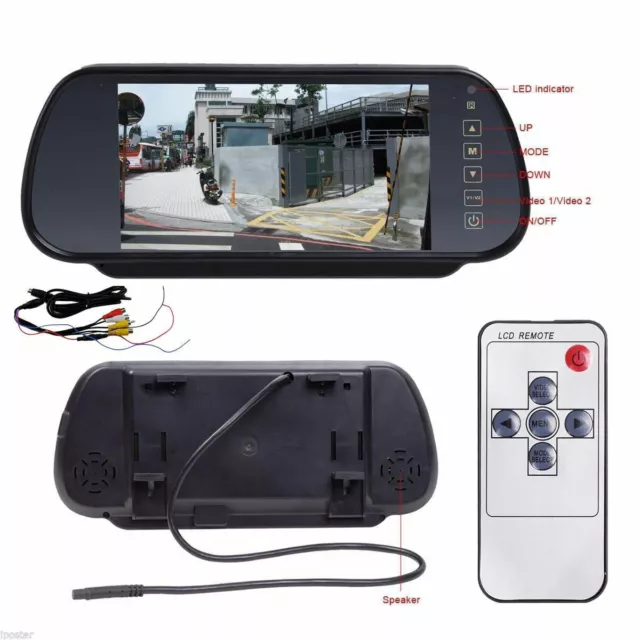 Wireless Car Bus Truck Rear View Kit 7" LCD Mirror Monitor + IR Back Up Camera 3