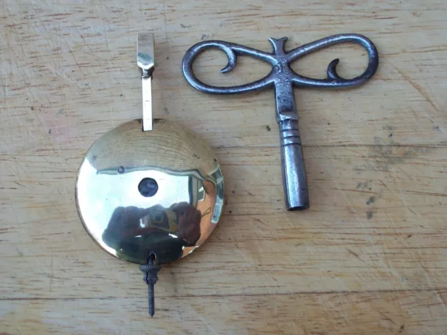 Good German Bracket / Mantle Clock Key And Pendulum