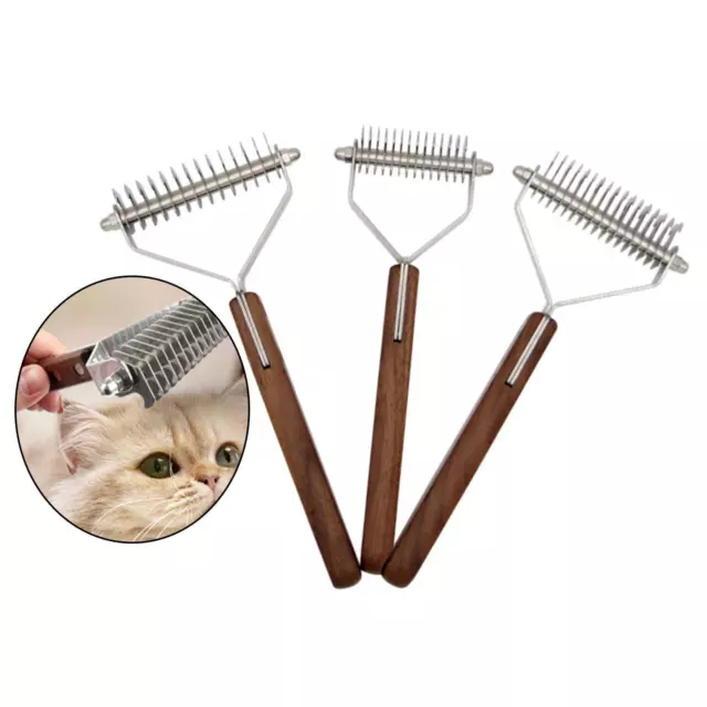 PET GROOMING BRUSH - Double Sided Shedding and Dematting Undercoat Rake ...