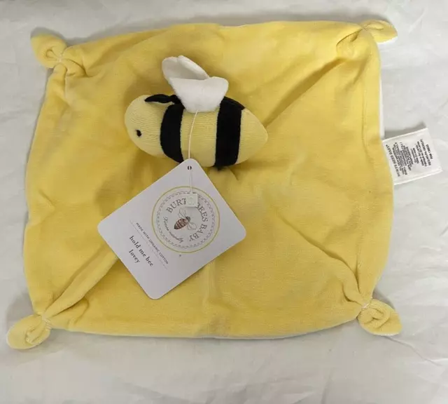 NEW Burts Bees Baby Hold Me Bee Lovey Security Blanket Organic Cotton Yellow