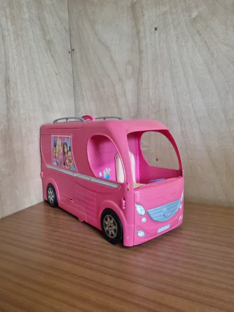 BARBIE Pop Up Dream Camper RV Pink Bus Motor Home 2014