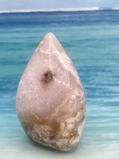 196G NATURAL TEARDROP PINK AMETHYST GEODE DRUZY QUARTZ FREEFORM TOWER FLAME 3in 2