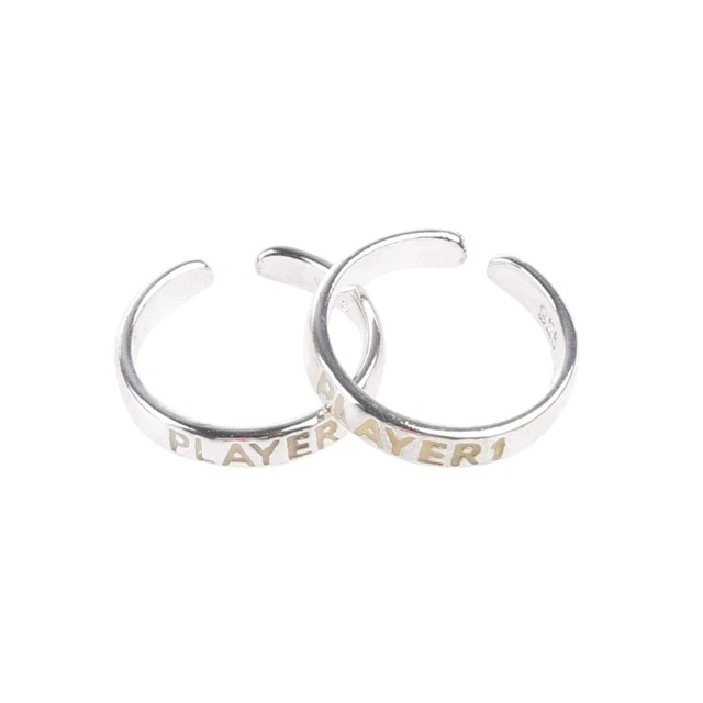 2 Pcs Fashion PLAYER Letter Luminous Finger Rings for Women Men Glowing In Dark