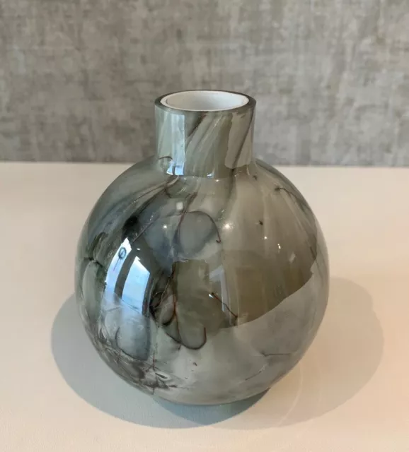 Mini Vase Deko  Modern  Blumenvase Keramik Tischvase grau  rund klein Kugelvase 3