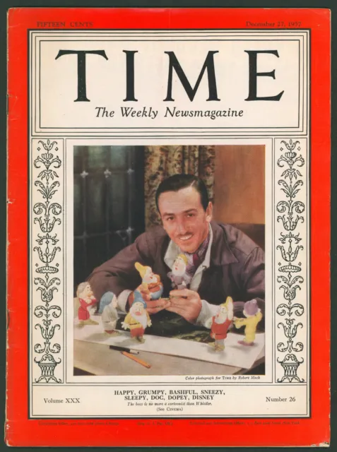 Time Magazine December 27, 1937 ~ Walt Disney and the Seven Dwarfs